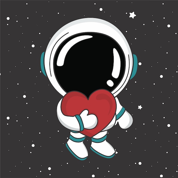 Leuke astronaut met hart liefde cartoon