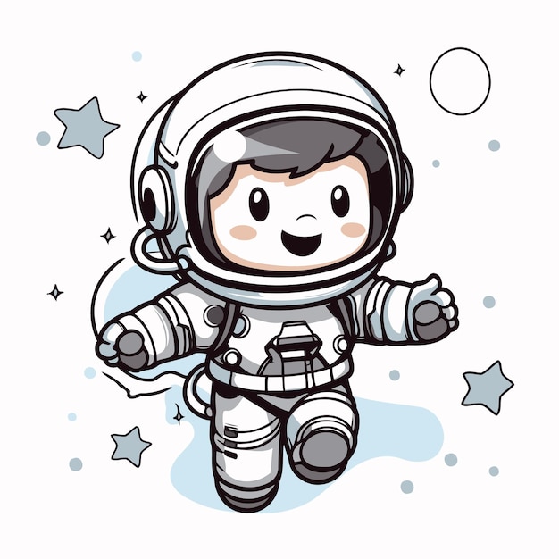 Vector leuke astronaut op witte achtergrond vector illustratie cartoon stijl