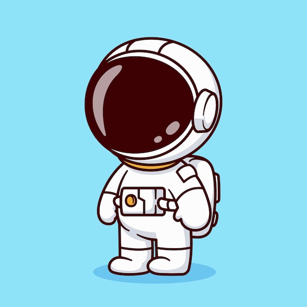 Leuke Astronaut Staande Cartoon Vector Icon Illustratie Wetenschap Technologie Icon Geïsoleerd Vlak