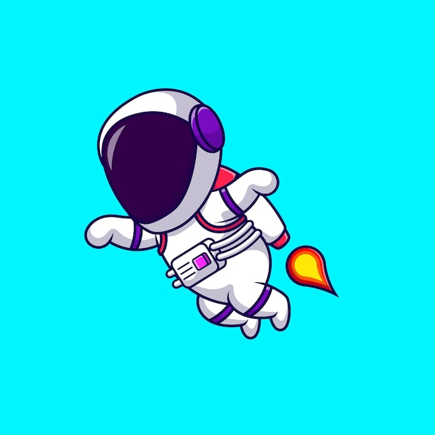 Leuke Astronaut Vliegen Met Raket Cartoon Vector Pictogrammen Illustratie.