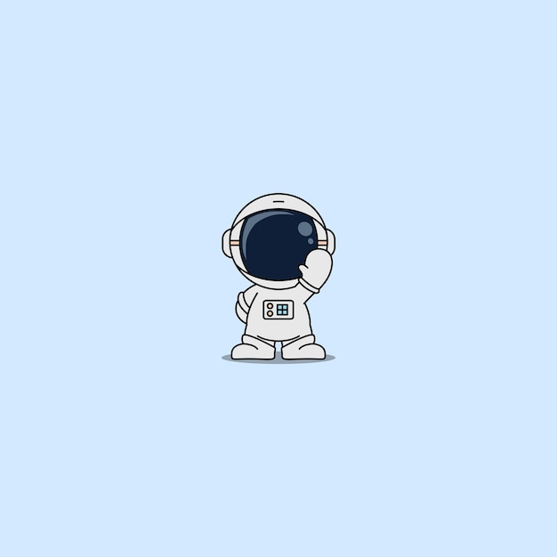 Leuke astronaut zwaaiende hand cartoon vectorillustratie