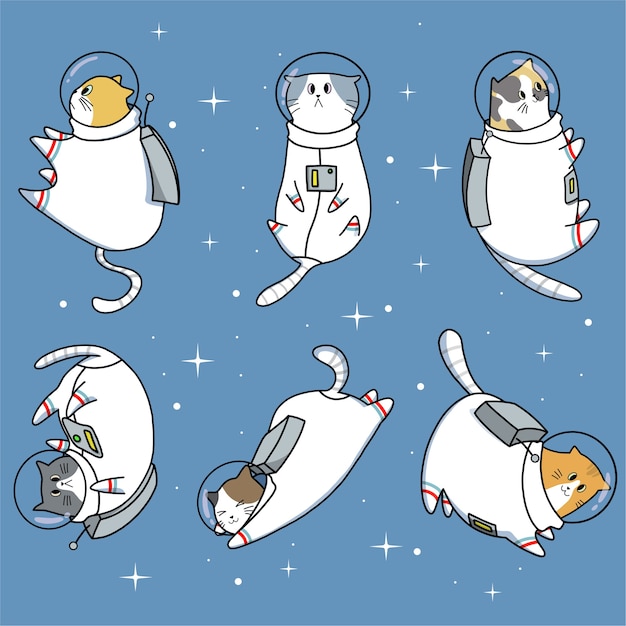 Leuke astronautenkat die in ruimtecollectie vliegt