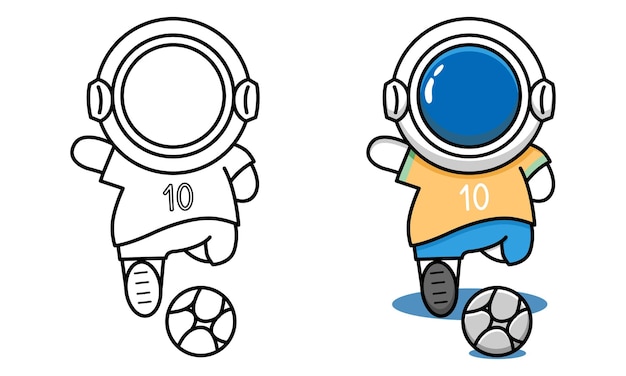 Leuke astronautenvoetbal kleurplaat voor kinderen