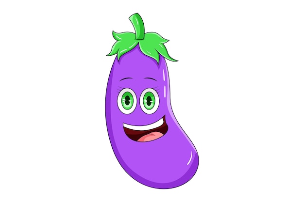 Leuke aubergine karakter ontwerp illustratie