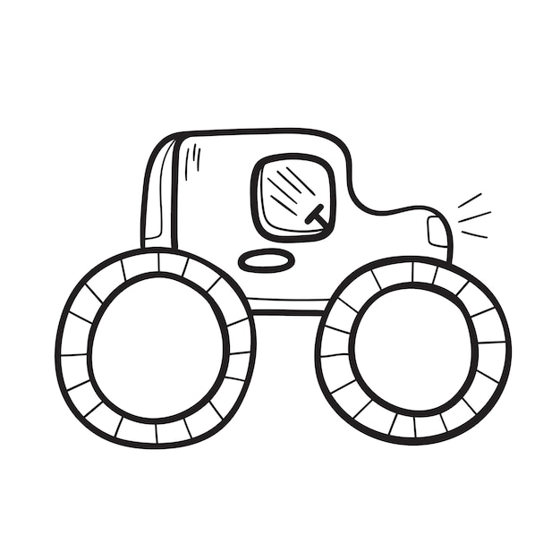 Leuke auto in doodle schets lijnen Cartoon kinderachtige stijl Hand getrokken vector illustratie geïsoleerd