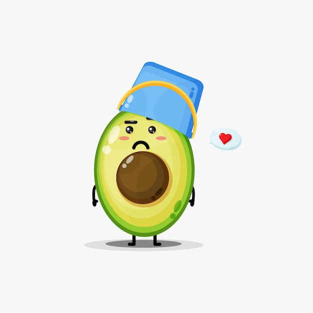 Leuke avocado die een emmerhelm draagt