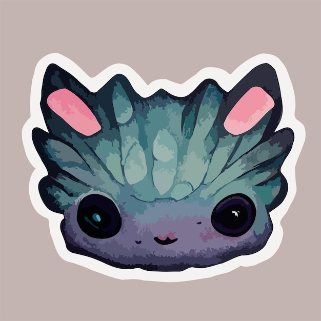 Leuke Axolotl aquarel schilderij sticker, kawaii axolotl illustratie clipart