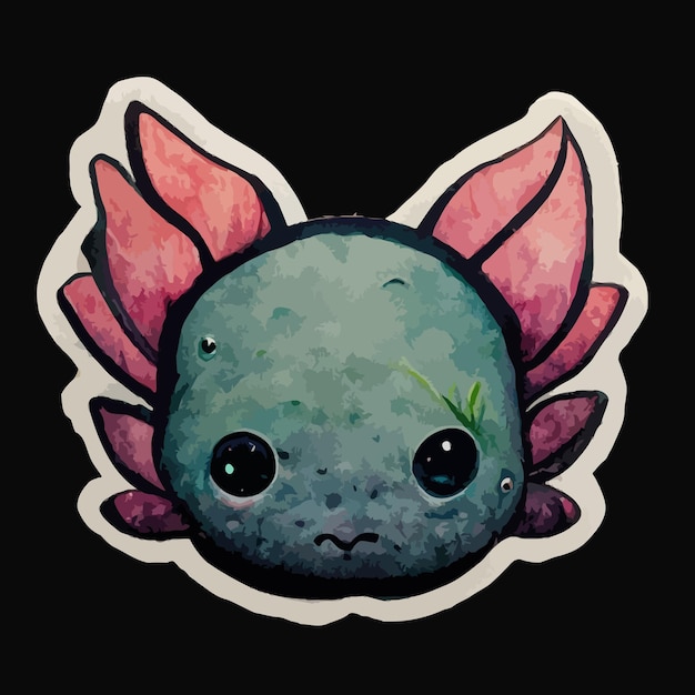 Leuke Axolotl aquarel schilderij sticker, kawaii axolotl illustratie clipart