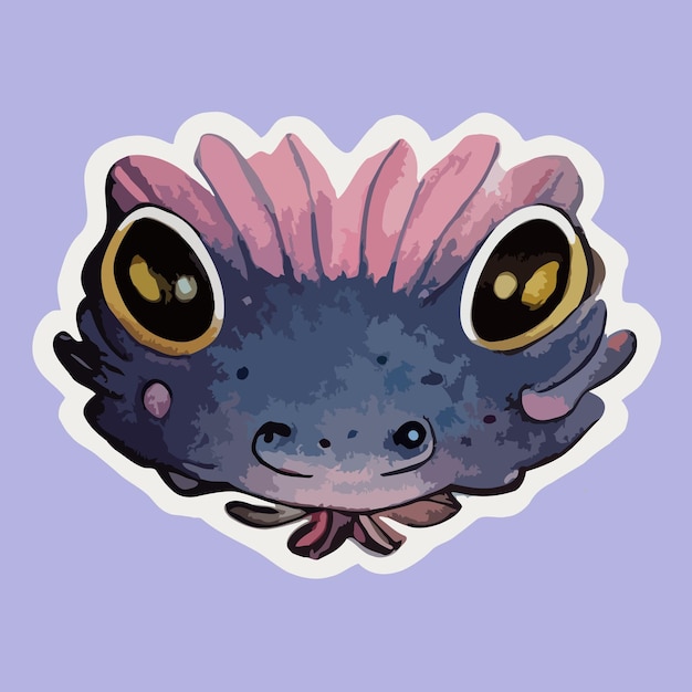 Leuke Axolotl aquarel schilderij sticker, kawaii axolotl illustratie clipart