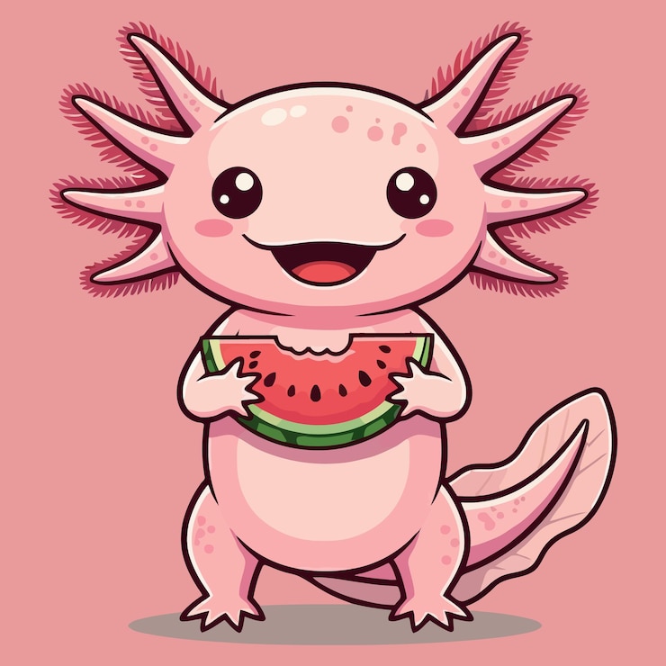 Vector leuke axolotl illustratie met kleurrijke kieuwen in water tekenen vector