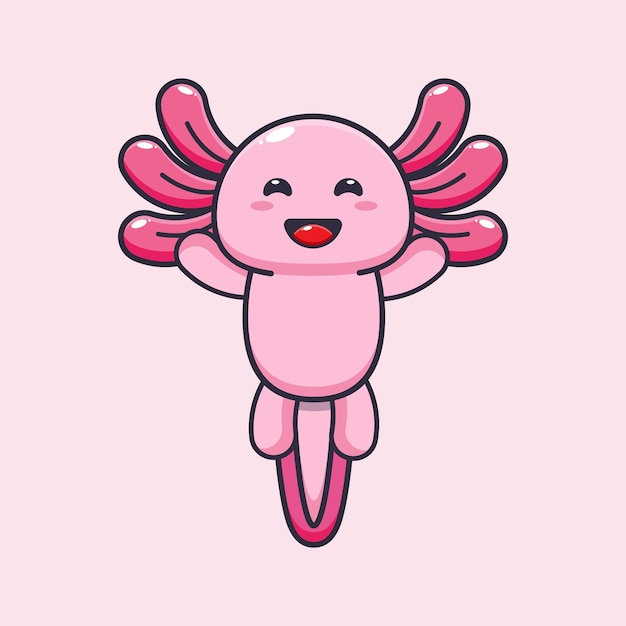 Leuke axolotl mascotte cartoon vectorillustratie