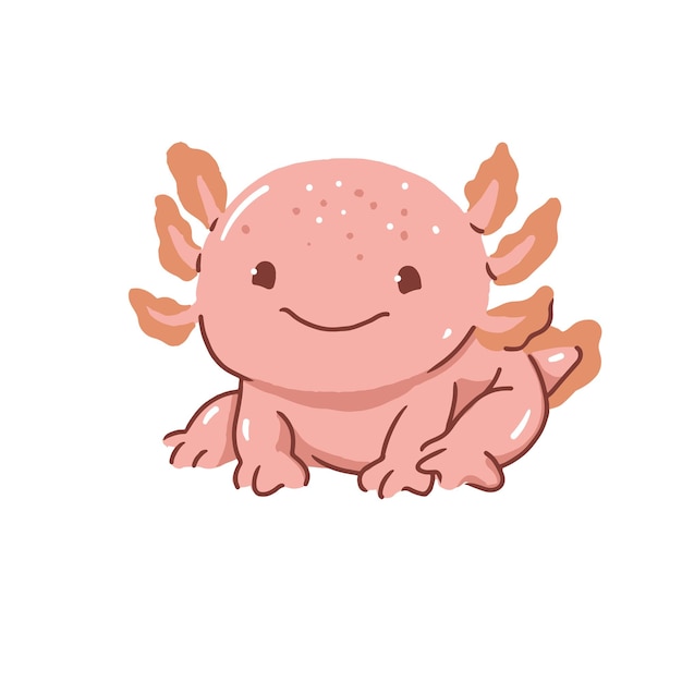 Vector leuke axolotl met glimlachende uitdrukking