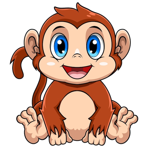 Leuke baby aap cartoon zitten