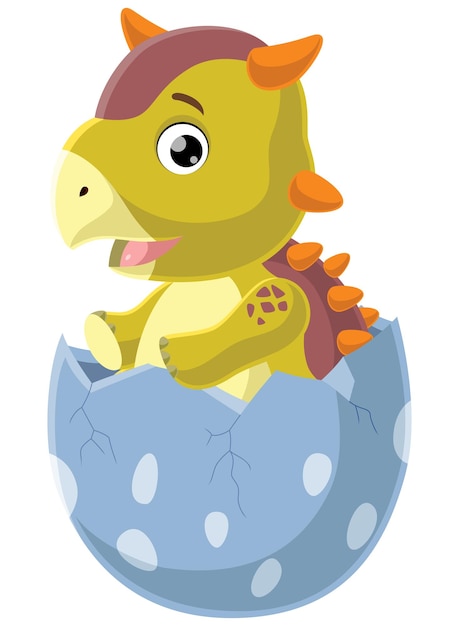 Vector leuke baby ankylosaurus cartoon uitkomen uit een ei