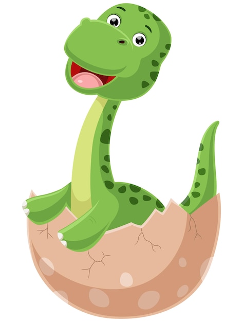 Vector leuke baby brontosaurus cartoon uitkomen uit een ei