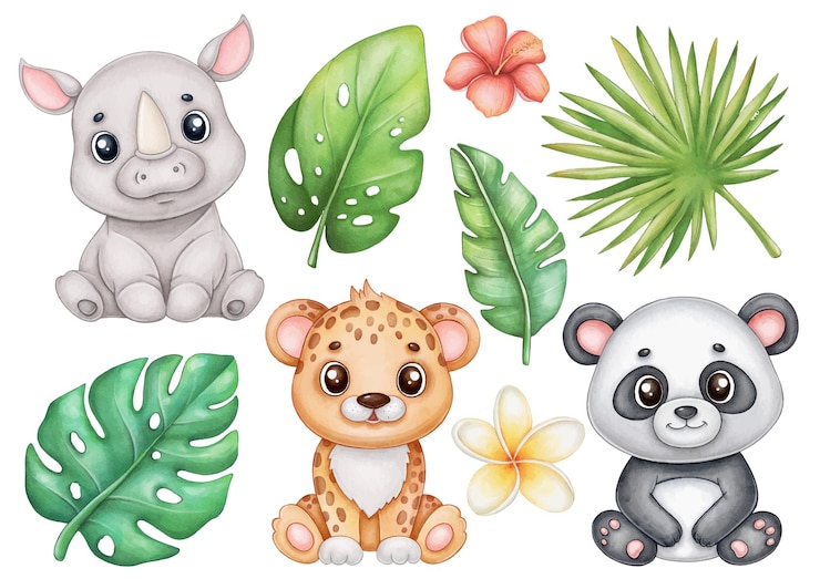 Vector leuke baby dieren safari clipart