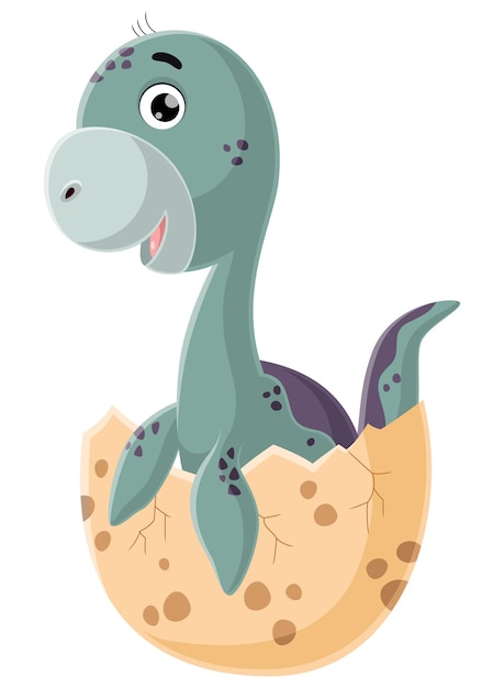 Vector leuke baby dinosaurus cartoon uit een ei.