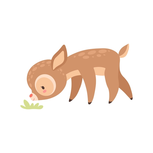 Leuke baby herten grazen schattige bos fawn dier vector illustratie