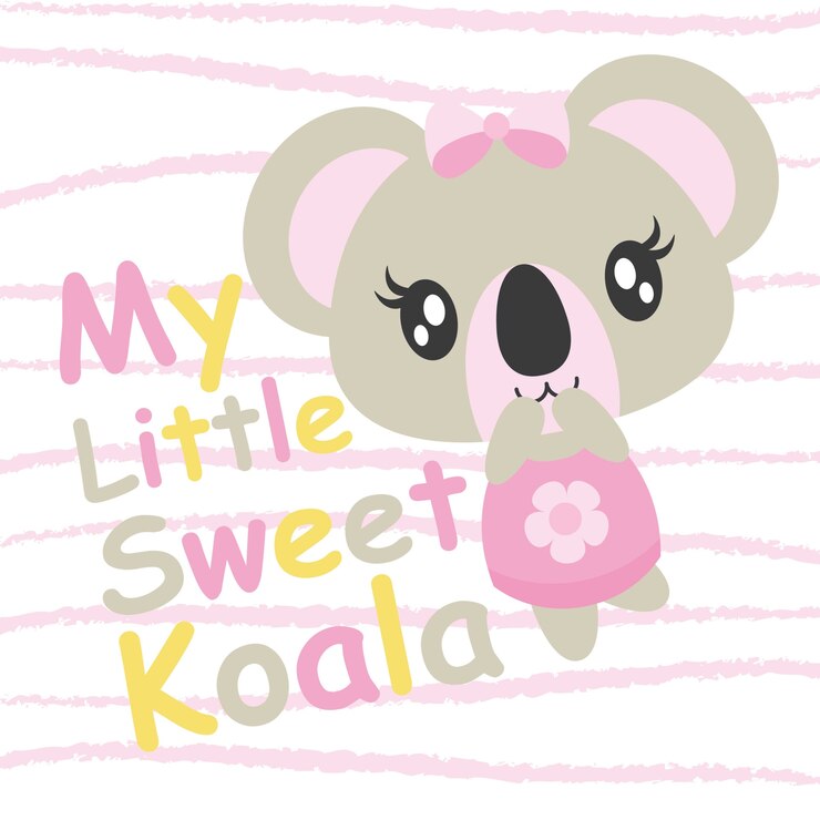 Vector leuke baby koala speelt vector cartoon illustratie voor baby shower kaart ontwerp, kid t shirt ontwerp en behang