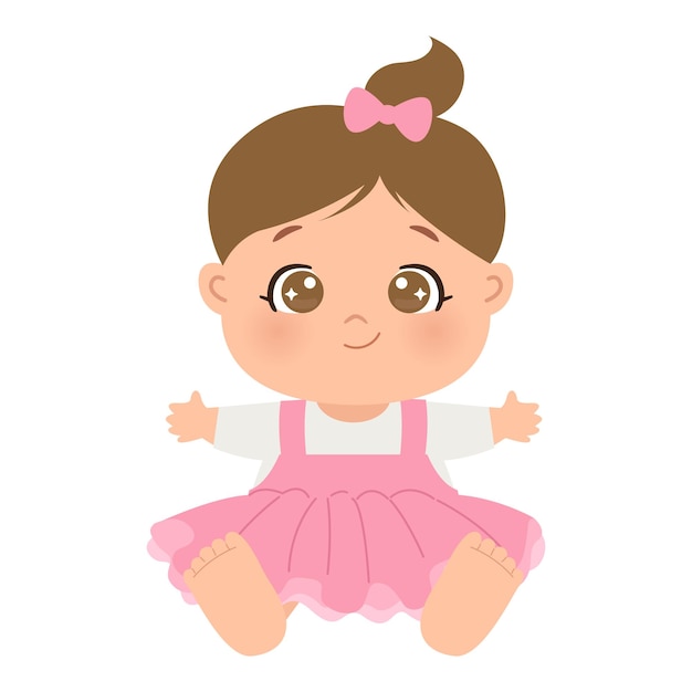 Leuke baby meisje zitten pose