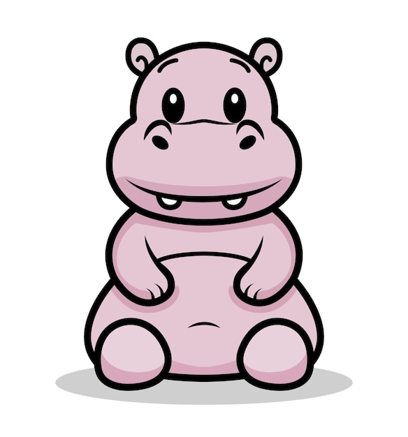 Leuke baby nijlpaard of kawaii nijlpaart zit