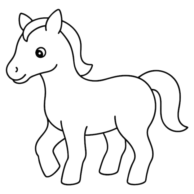 Leuke baby paarden kleurplaten voor kinderen met witte achtergrond