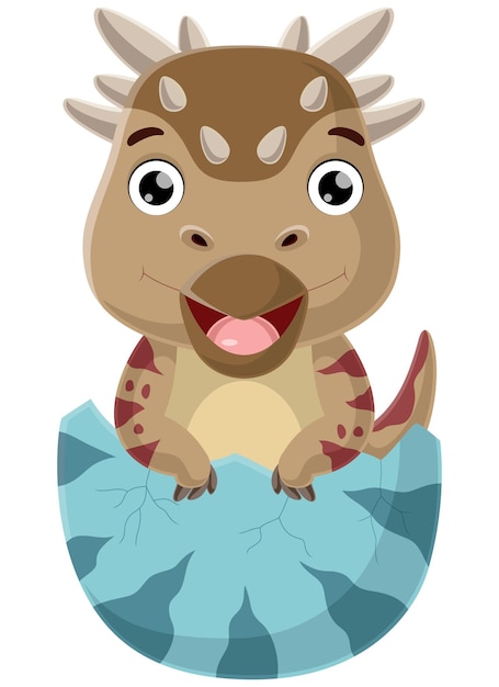 Vector leuke baby pachycephalosaurus cartoon uit het ei