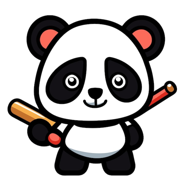 Vector leuke baby panda met de hand getekend platte stijlvolle cartoon sticker icoon concept geïsoleerde illustratie