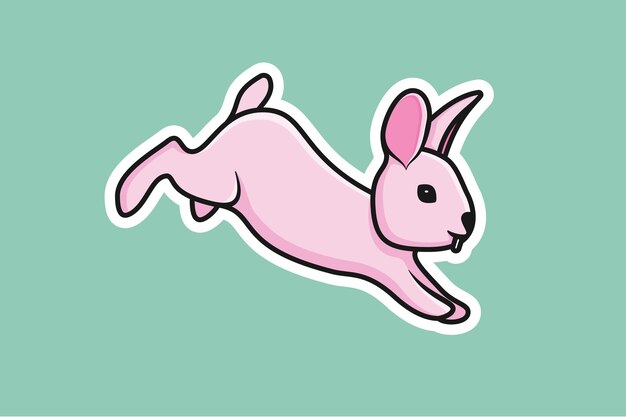 Vector leuke baby rabbit jumping cartoon sticker vector illustratie dierlijke natuur icoon concept