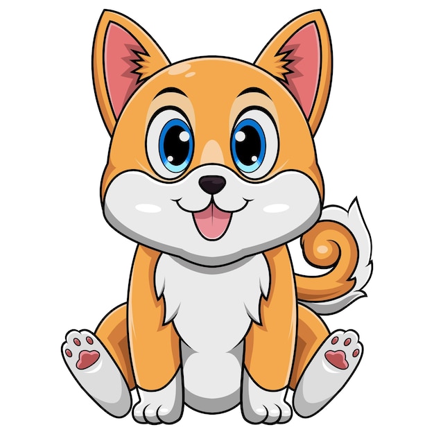 Leuke baby Shiba Inu cartoon zitten