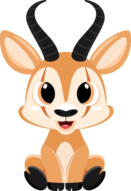 Leuke baby springbok cartoon character vector illustratie flat design