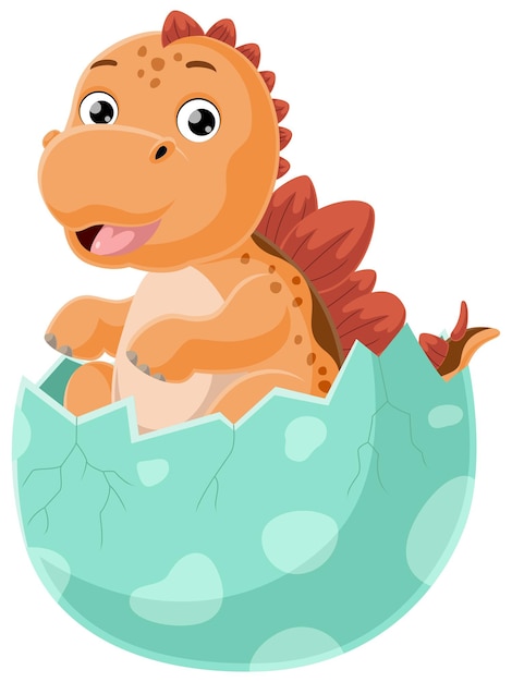 Leuke baby stegosaurus cartoon uitkomen uit een ei