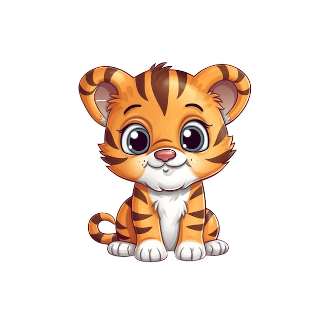 Vector leuke baby tiger clipart neutrale kleuren voor kinderen eenvoudige getekende kinderlijke leuke illustratie