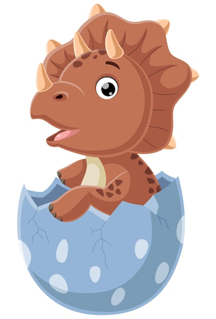 Vector leuke baby triceratops cartoon uitkomen uit een ei