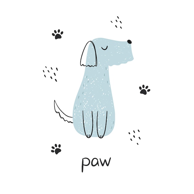 Leuke babyposter. Een handgetekende grappige hond. vector illustratie