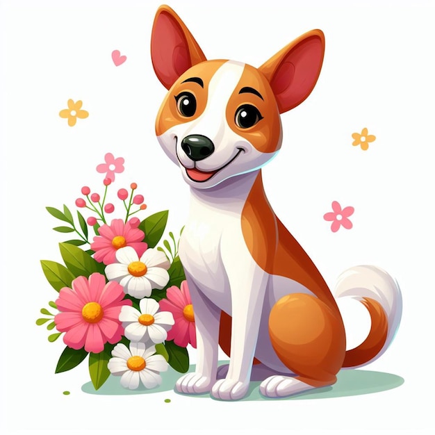 Leuke Basenji Hond cartoon Vector Style witte achtergrond