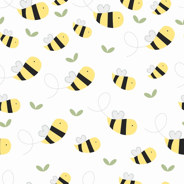 Leuke Bee verlaat naadloze patroon achtergrond
