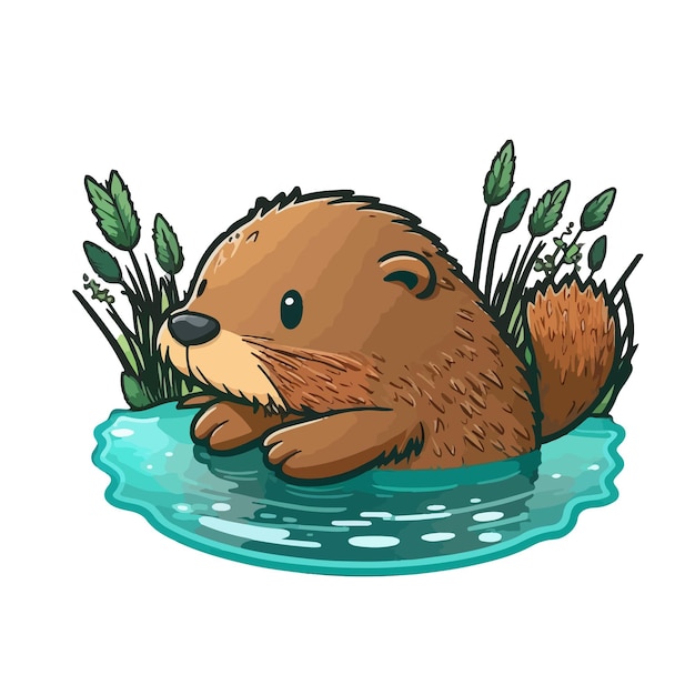 Vector leuke bever cartoon stijl