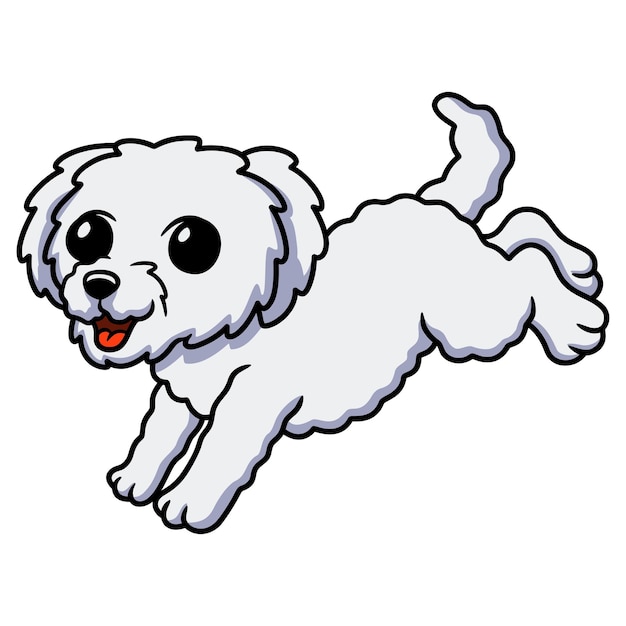 Leuke bichon frise cartoon springen