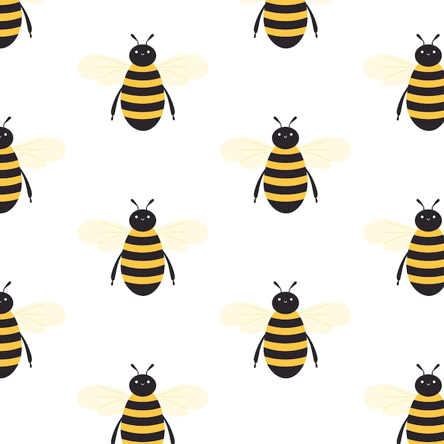 Leuke bijen naadloze patroon achtergrond