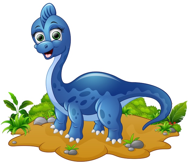 Leuke blauwe dinosauruscartoon