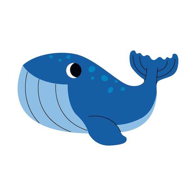 Leuke blauwe vinvis zwemmen, zeedier. gigantische bewoners van zee, oceaan onderwaterleven.