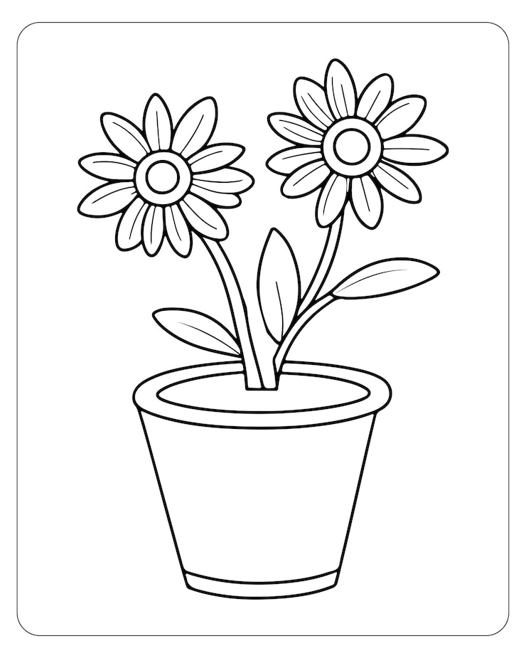 Vector leuke bloemen kleurbladen voor kinderen