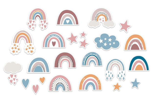 Leuke boho regenboog stickerset