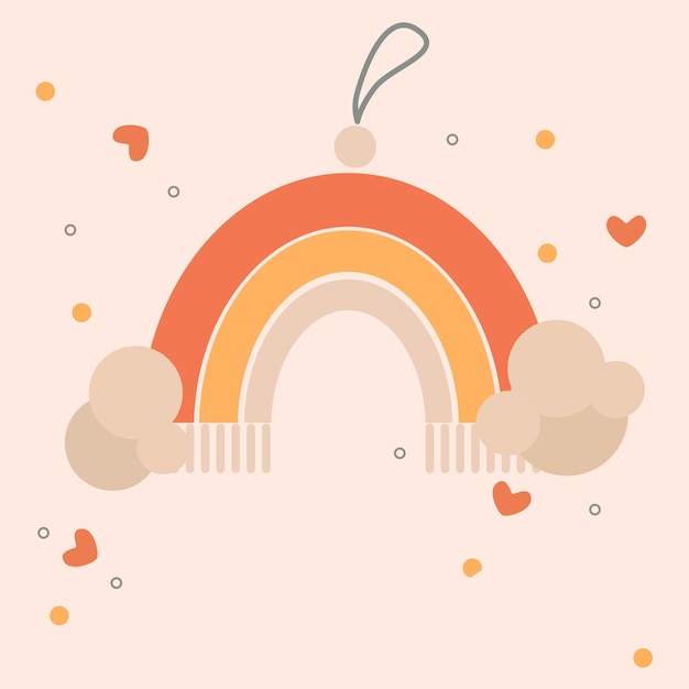 Leuke boho-regenboogillustratie voor het verwelkomen van baby