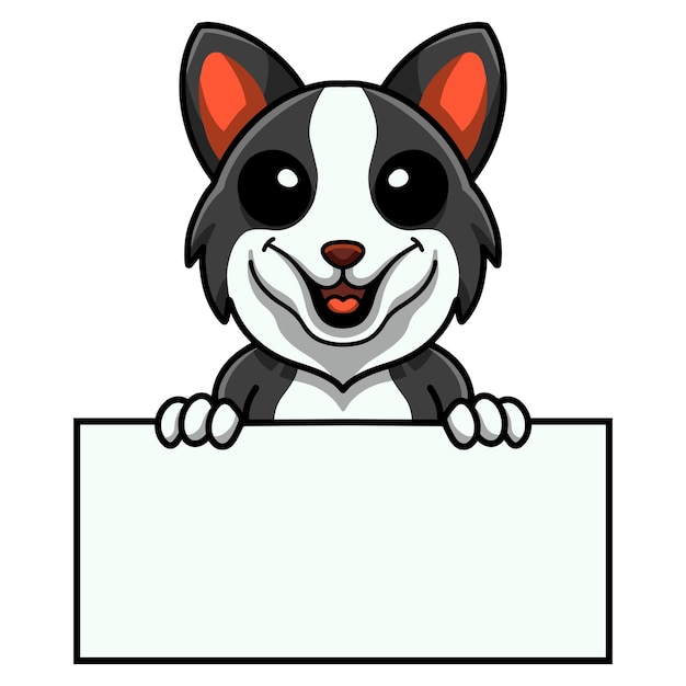 Vector leuke border collie hond cartoon met leeg teken
