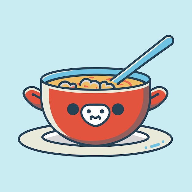 Leuke bouillon eenvoudig minimalisme platte kleur vector tekening illustratie