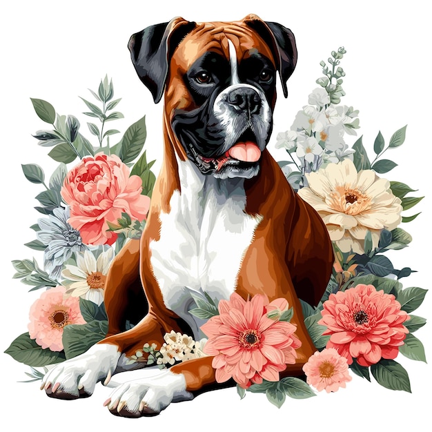 Vector leuke boxer hond cartoon vector style witte achtergrond