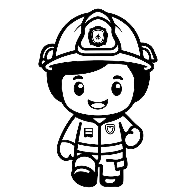 Leuke brandweerman cartoon personage Vector illustratie Leuke cartoon brandweerman