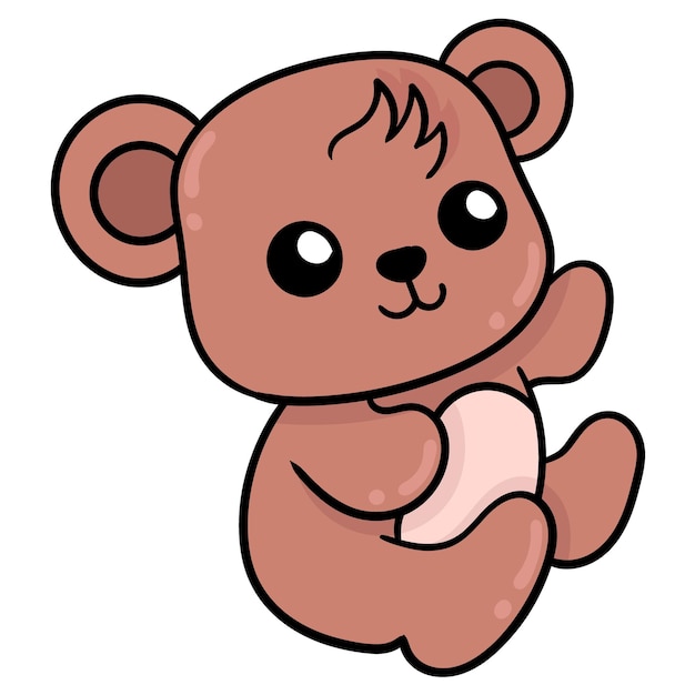 Leuke bruine teddybeer. cartoon-emoticon. doodle pictogram tekening, vectorillustratie